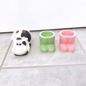 NEW Cow Toothbrush holder Boots Jewelry Storage
